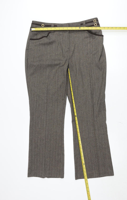 Marks and Spencer Per Una Brown Straight Leg Trousers Women's Size 14 Regular Fit Workwear