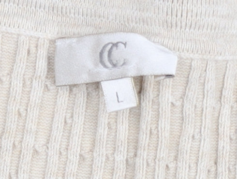 CC Womens Beige Cotton Blend Henley Jumper Size L