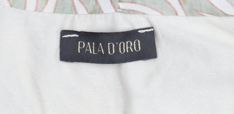 Pala D’Oro Women’s Beige Geometric Zip Tunic Blouse Size L