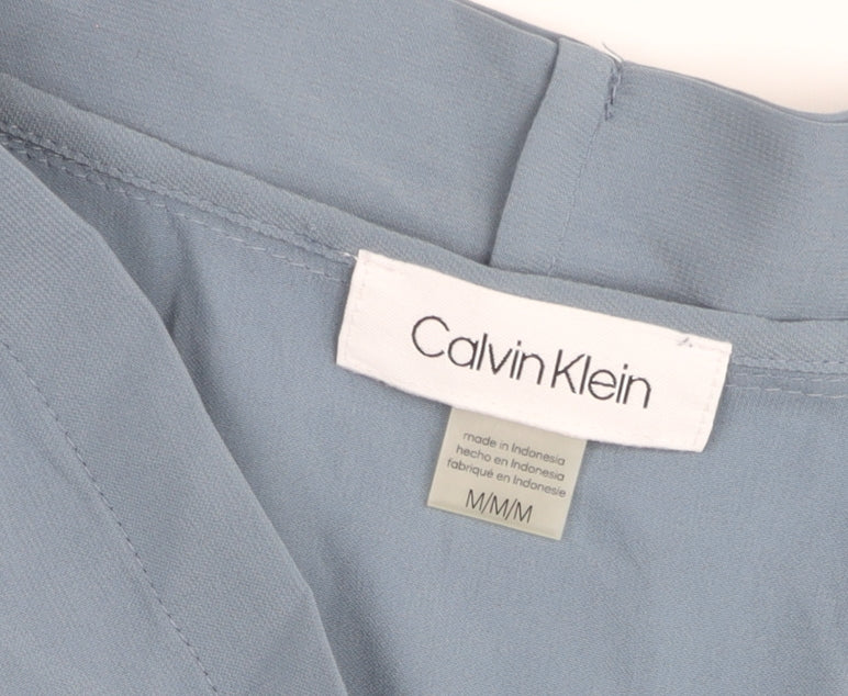 Calvin Klein Women Blue M Short Sleeve V-Neck Blouse