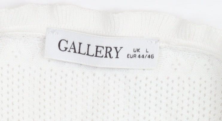 Gallery Women’s White Knit Short Sleeve Blouse Size L