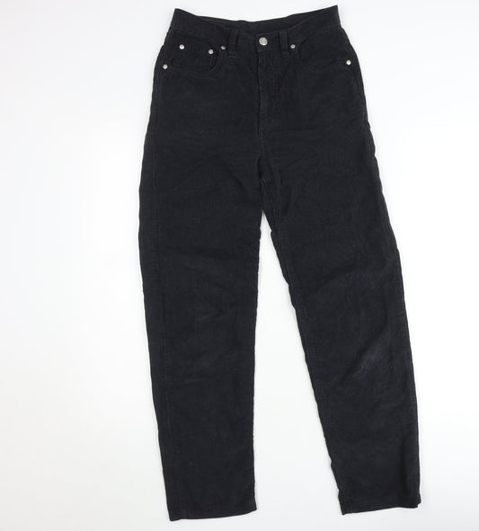 Additional front view of Vanilla Teens Black Corduroy High Rise Trousers, size 14
