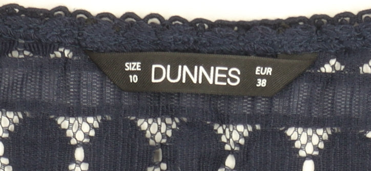 Dunnes Women Navy Blue Lace Short Sleeve Blouse Size 10