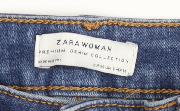 Zara Woman Blue Skinny High Rise Jeans UK 10 Womens Denim