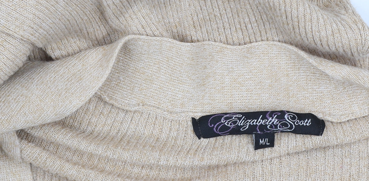 Elizabeth Scott Women's Beige Knit Open Front Long Sleeve Cardigan M/L