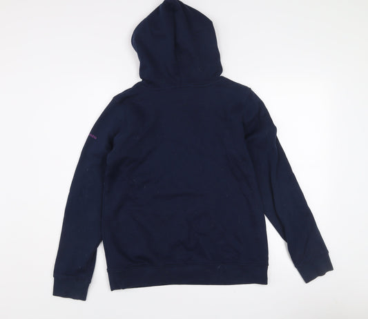 Columbia Women Navy Blue Pullover Hoodie Small Cotton Blend Logo Sweatshirt