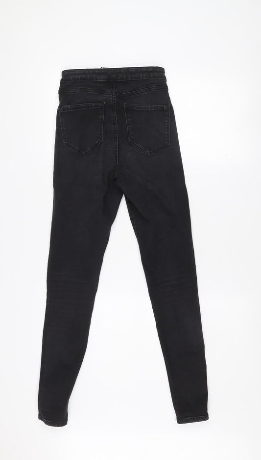 Additional front view of Denim & Co. women’s black skinny jeans, size UK 10, stretch mid rise