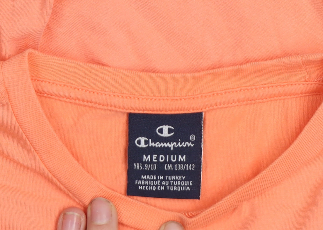Champion Boys Orange Cotton Logo T-Shirt 9-10 Years Regular Fit