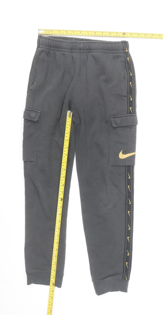 Nike Boys Black Cargo Jogger Sweatpants 14 Years 158cm Elastic Waist