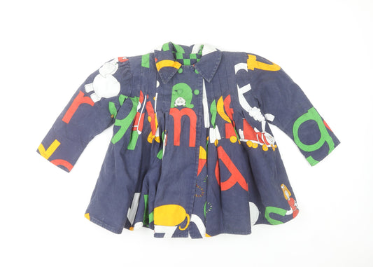 Additional front view of Poppy Ltd Multicoloured Alphabet Print Cotton Baby Coat 18 Months