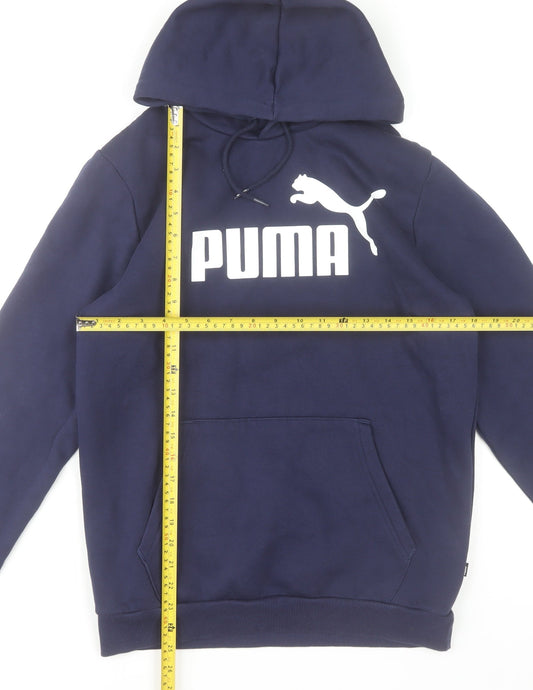 Puma Women's Navy Pullover Hoodie Small Cotton Blend Logo Sweatshirt