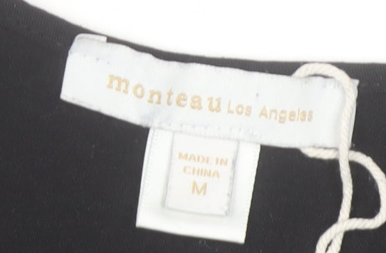 Monteau Los Angeles Women Black Midi A-Line Dress Size M