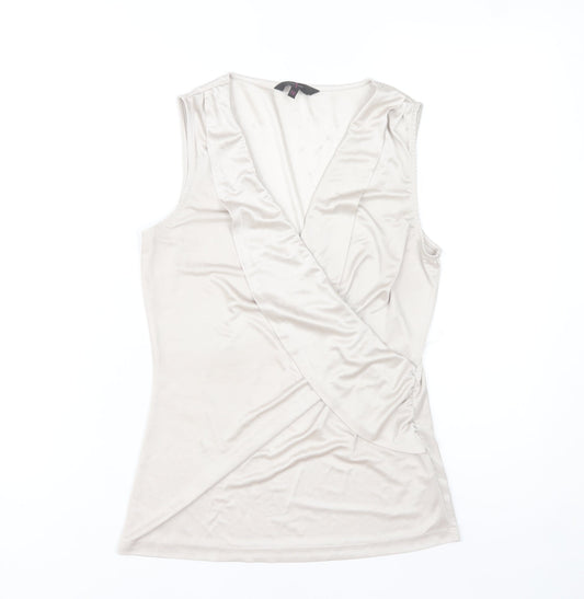 Jasper Conran Women’s Beige Wrap Sleeveless Blouse Size 10