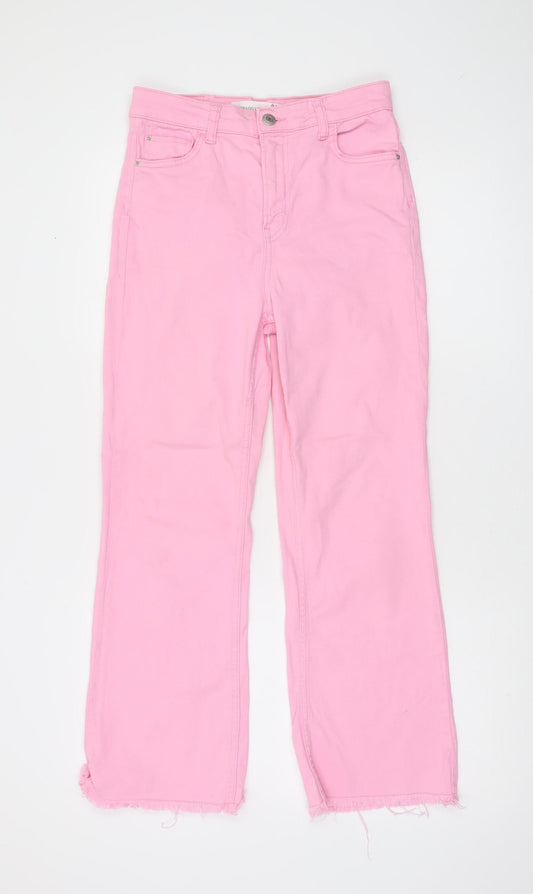 Stradivarius Women's Pink Denim Straight Jeans Size 8 Regular Fit