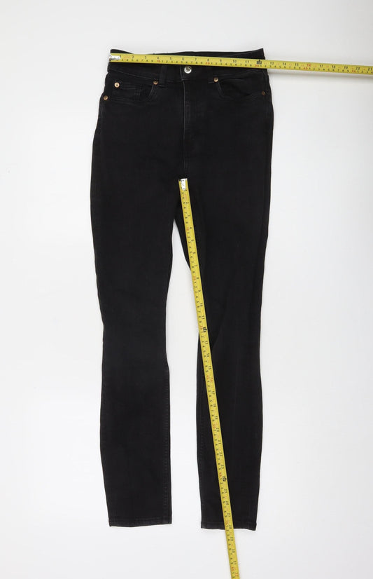 H&M Womens Black Skinny Jeans Size 8 High Rise Stretch Denim