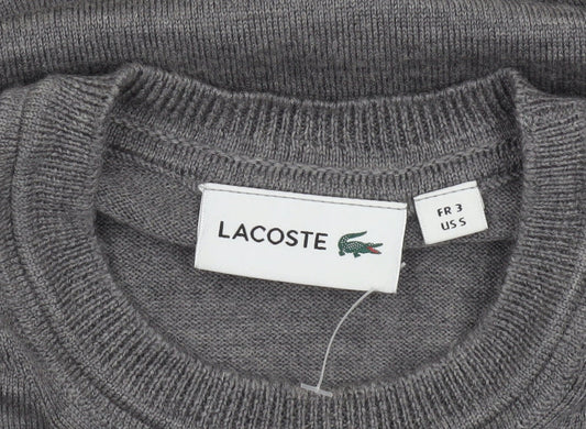 Lacoste Men's Grey Pure New Wool Crew Neck Jumper Size S