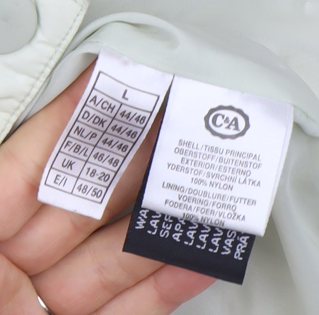 C&A Women Ivory Puffer Jacket Size 18-20 Quilted Winter Coat