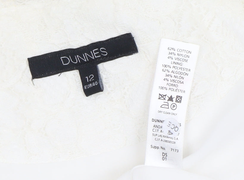 Dunnes Women Ivory Lace Mid-Length Coat Size 12 Elegant Formal Wear