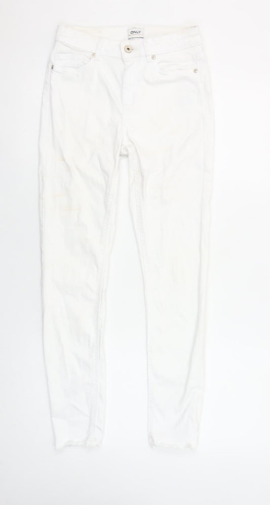 Additional front view of Only Women's White Ankle Skinny Jeans, size S/32 Mid Rise Stretch Denim