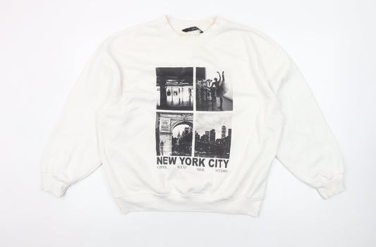 Additional front view of Dunnes Women Cream New York City Graphic Pullover Sweatshirt M