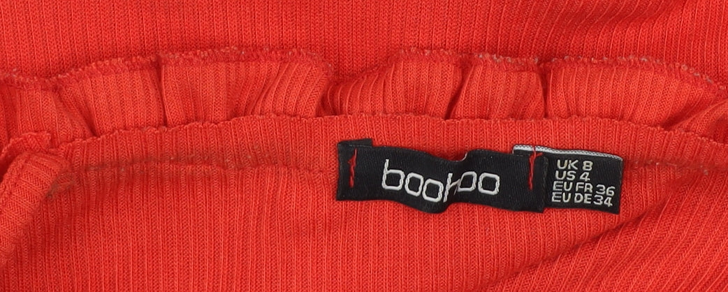Boohoo Womens Red Ruffle Spaghetti Strap Camisole Top Size 8
