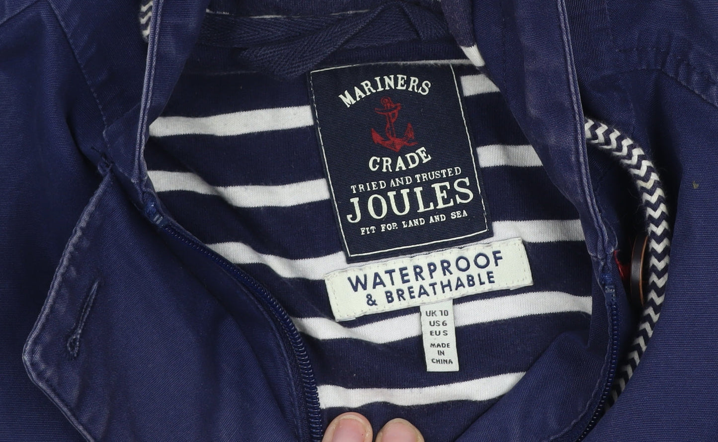 Womens UK Size 10 Joules Blue Rain Coat