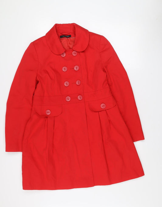 Additional front view of Dunnes Women's Red Cotton Pea Coat, size 14