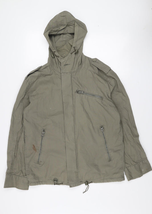 Additional front view of DENIM Co Men’s Green Cotton Military Hooded Jacket S