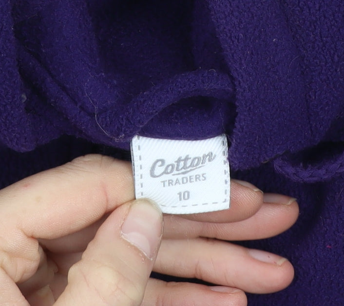 Cotton Traders Womens Purple Fleece Hooded Zip Jacket Size 10
