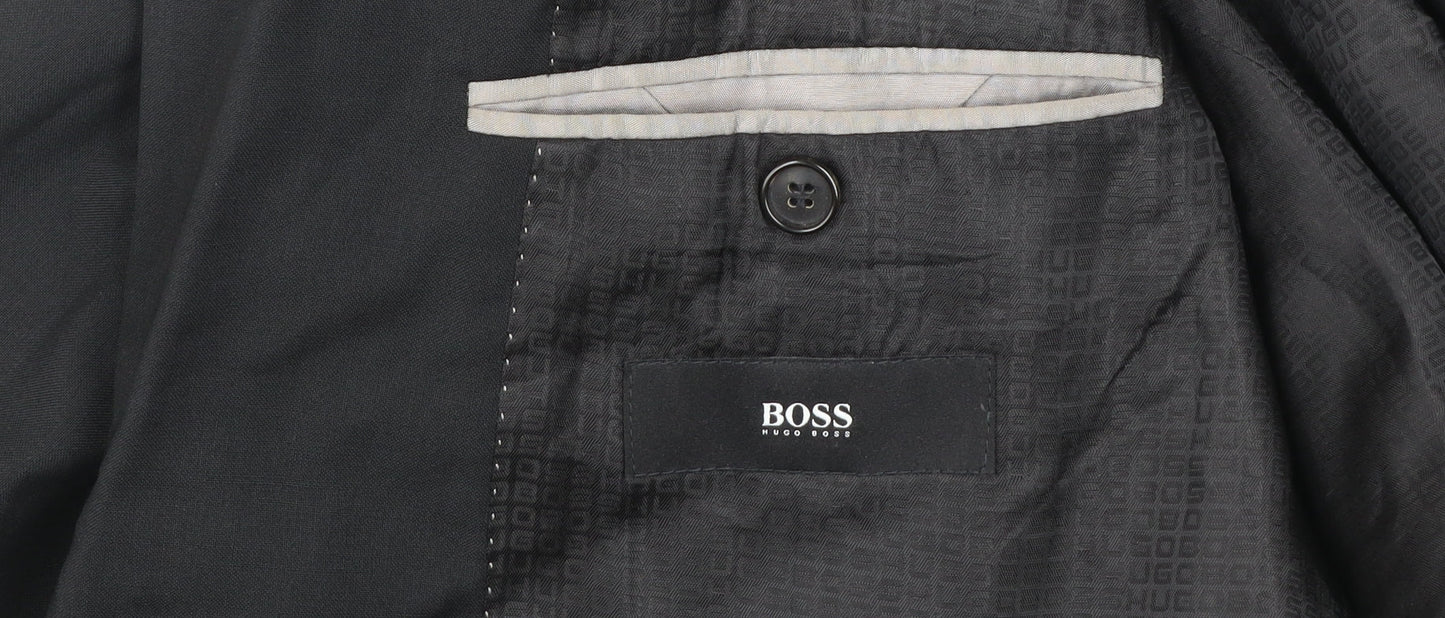 Hugo Boss Men's Black Wool Blend Two Button Blazer Jacket 54