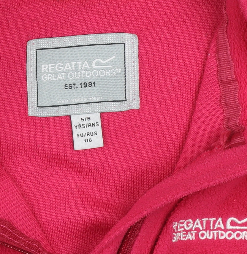 Regatta Girls Pink Fleece 1/4 Zip Pullover Sweatshirt 5-6 Years