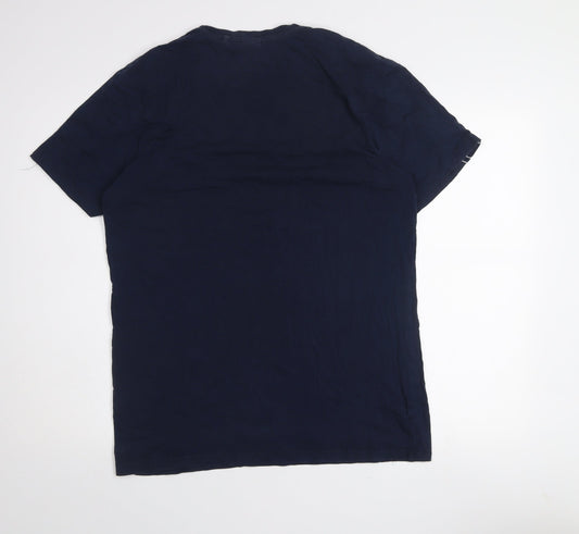Diesel Mens Blue Logo Tape Regular Fit Cotton T-Shirt Size L