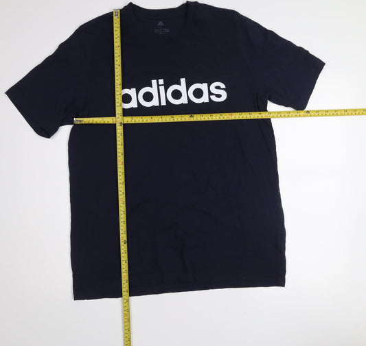adidas Men’s Blue L Basic Crew Neck Cotton T-Shirt