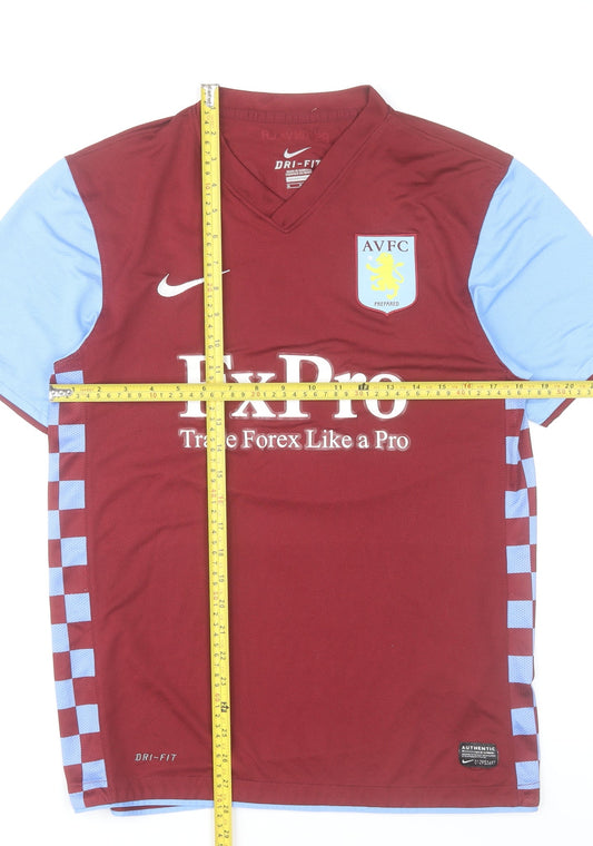 Nike Men's Aston Villa Football Jersey Maroon Blue M Short Sleeve Dri-FIT