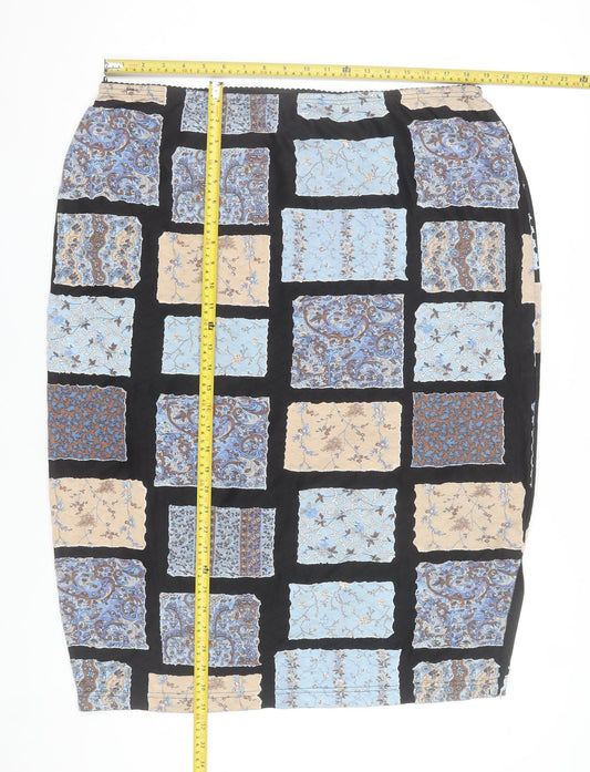 Ulla Popken Women’s Multicoloured Geometric Elastic Waist Pencil Skirt Size 24/26
