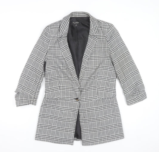 Miss Selfridge Women's Black Check Blazer Jacket Size 8