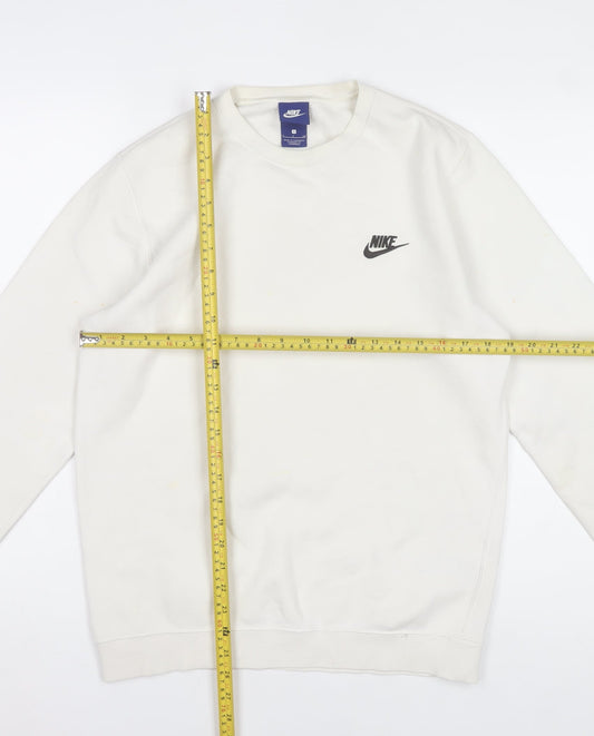 Nike Women’s White Small Pullover Sweatshirt Cotton Blend Crew Neck