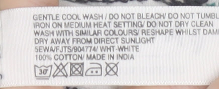 FatFace Women's White Embroidered Cotton T-Shirt Size 8