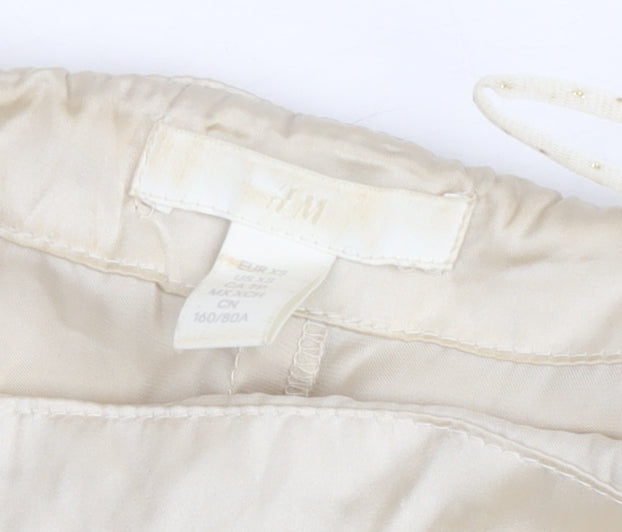 H&M Women’s Ivory Knee Length Slip Dress XS Sheer Tulle Lined