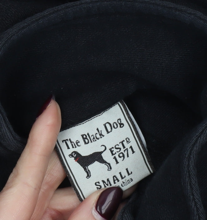 The Black Dog Men’s Black Small Quarter Zip Cotton Sweatshirt