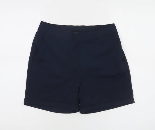 Additional front view of Object Women Navy Blue Chino Shorts, size 8, Regular Fit