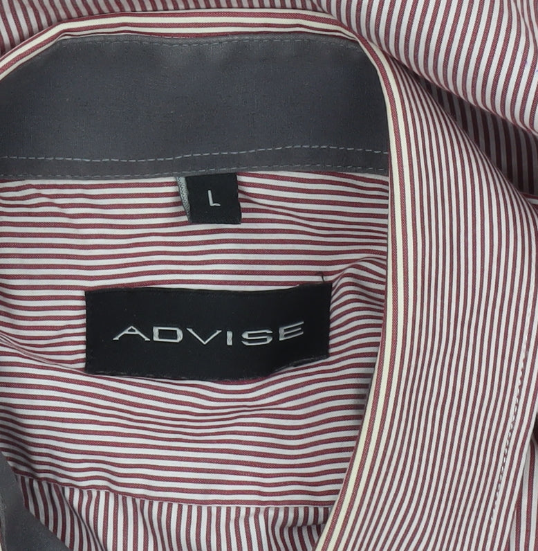 Advise Men's Red Striped Long Sleeve Button-Up Shirt L