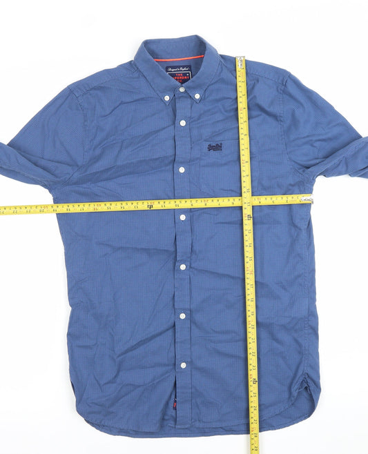 Superdry Men’s Blue Small Slim Fit Long Sleeve Button Down Shirt
