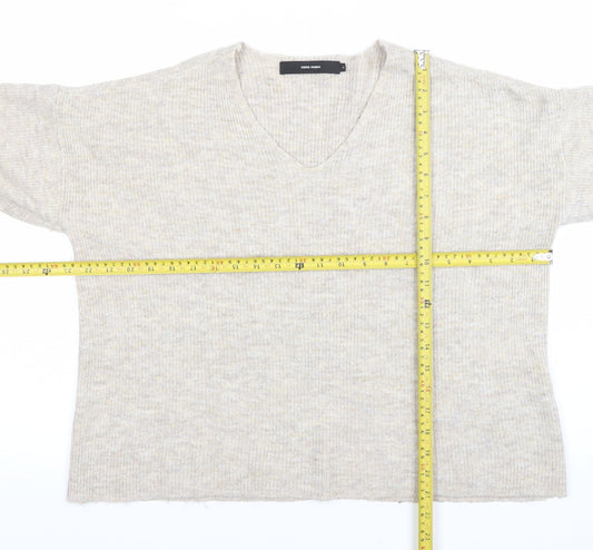 Vero Moda Women's Beige Wool Blend V-Neck Knit Jumper Size M