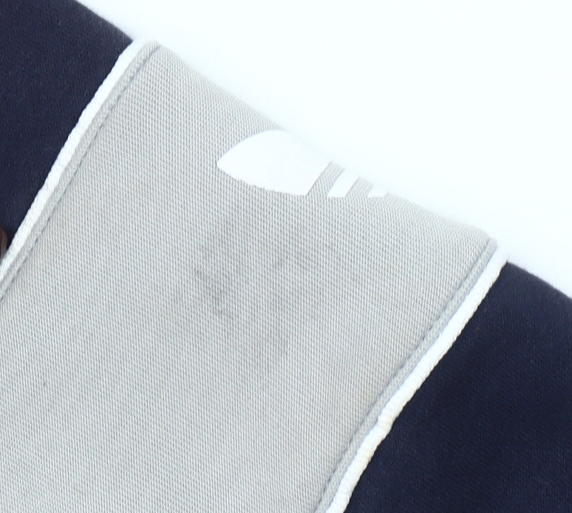 Adidas Womens Navy Blue Half Zip Hoodie Small Cotton Blend Logo Details