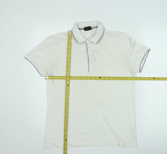 Hugo Boss Mens Ivory Pima Cotton Regular Fit Polo Shirt M