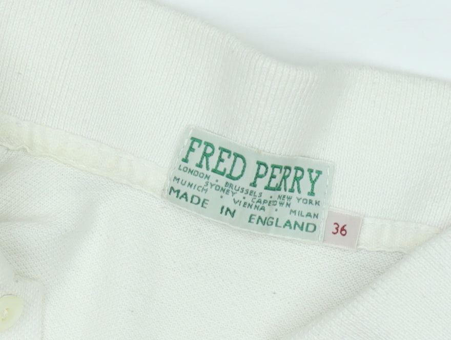 Fred Perry Men's White 36 Slim Fit Cotton Polo Shirt Made in England