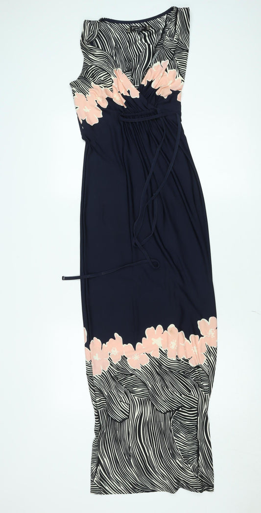 Additional front view of Principles by Ben de Lisi Women's Blue Floral Midi Sheath Dress, size 12