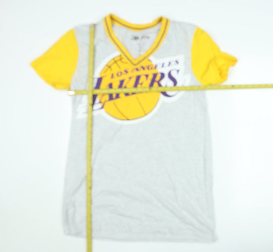 NBA Los Angeles Lakers Grey & Yellow V-Neck Men's T-Shirt Small