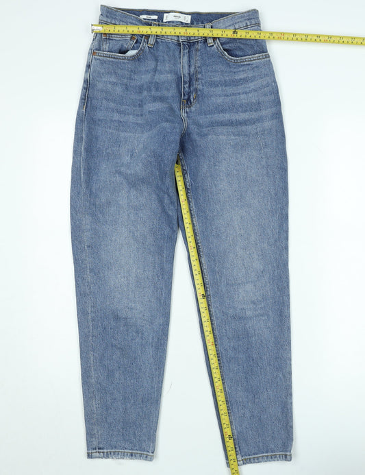MNG Women Blue High Rise Mom Jeans Size 8 Denim Regular Fit